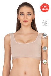 Özkan 27407 Kadın Pamuklu Likralı Çıkarılabilir Pedli Balensiz Süprem Kumaş Rahat Kalın Askılı Sütyen Büstiyer - Thumbnail