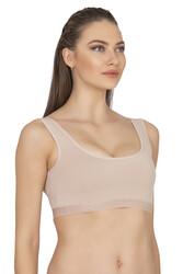 Özkan 27407 Kadın Pamuklu Likralı Çıkarılabilir Pedli Balensiz Süprem Kumaş Rahat Kalın Askılı Sütyen Büstiyer - Thumbnail