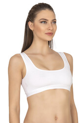 Özkan 27407 Kadın Pamuklu Likralı Çıkarılabilir Pedli Balensiz Süprem Kumaş Rahat Kalın Askılı Sütyen Büstiyer - Thumbnail