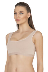 Özkan 27407 Kadın Pamuklu Likralı Çıkarılabilir Pedli Balensiz Süprem Kumaş Rahat Kalın Askılı Sütyen Büstiyer - Thumbnail