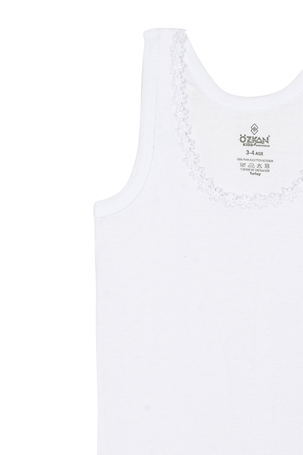 Özkan 0800 3'lü Paket Kız Çocuk %100 Pamuklu Ribana Esnek Rahat Yakası Çiçek Desenli Kalın Askılı Atlet