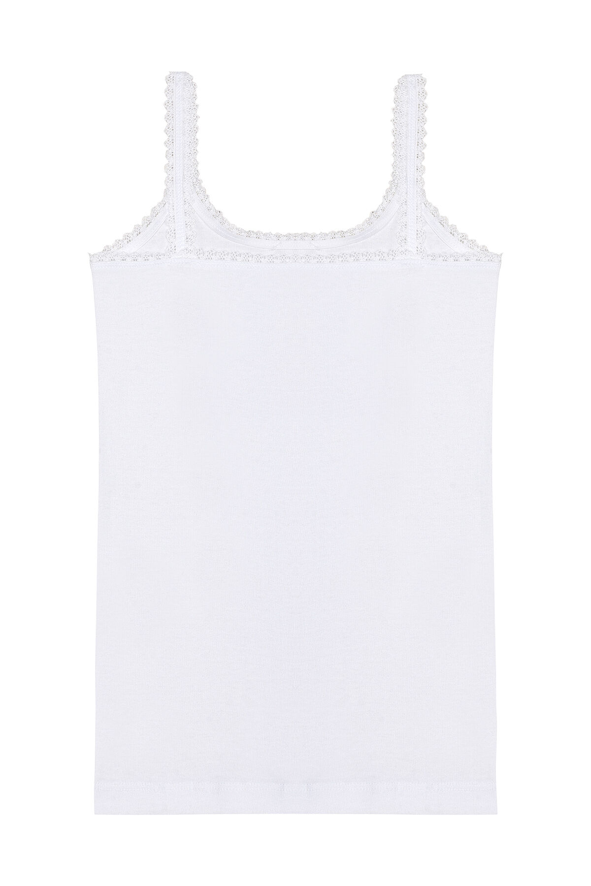 Özkan 1610 3'lü Paket Kız Çocuk %100 Pamuklu Ribana Yakası Dantel Detaylı Esnek Rahat İnce Askılı Örme Atlet