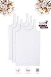 Özkan 1610 3'lü Paket Kız Çocuk %100 Pamuklu Ribana Yakası Dantel Detaylı Esnek Rahat İnce Askılı Örme Atlet - Thumbnail