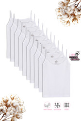 Özkan Underwear Özkan 0806 10'lu Paket Kız Çocuk %100 Pamuklu Ribana Esnek Rahat Yakası Dantelli İp Askılı Atlet - Thumbnail