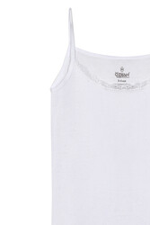 Özkan Underwear Özkan 0806 10'lu Paket Kız Çocuk %100 Pamuklu Ribana Esnek Rahat Yakası Dantelli İp Askılı Atlet - Thumbnail