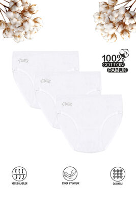 Özkan Underwear - Özkan 0840 3'lü Paket Kız Çocuk %100 Pamuklu Ribana Esnek Rahat Taş Detaylı Slip Külot