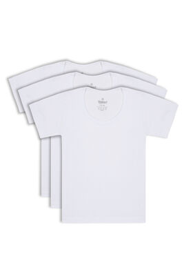 Özkan Underwear 0803 3'lü Paket Erkek Çocuk %100 Pamuklu Ribana Esnek Rahat Kısa Kollu Geniş Yaka Atlet Fanila