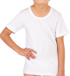 Özkan Underwear 0803 3'lü Paket Erkek Çocuk %100 Pamuklu Ribana Esnek Rahat Kısa Kollu Geniş Yaka Atlet Fanila - Thumbnail