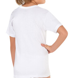 Özkan Underwear 0803 3'lü Paket Erkek Çocuk %100 Pamuklu Ribana Esnek Rahat Kısa Kollu Geniş Yaka Atlet Fanila - Thumbnail