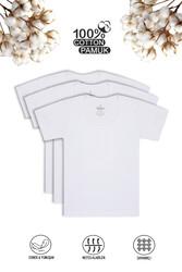 Özkan Underwear 0803 3'lü Paket Erkek Çocuk %100 Pamuklu Ribana Esnek Rahat Kısa Kollu Geniş Yaka Atlet Fanila - Thumbnail