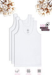 Özkan 1605 3'lü Paket Kız Çocuk %100 Pamuklu Ribana Yakası Dantel Detaylı Esnek Rahat Kalın Askılı Atlet - Thumbnail