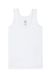 Özkan 1605 3'lü Paket Kız Çocuk %100 Pamuklu Ribana Yakası Dantel Detaylı Esnek Rahat Kalın Askılı Atlet - Thumbnail