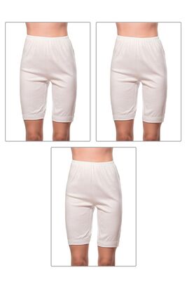 Özkan Underwear - Özkan Underwear Özkan 0112 3'lü Paket Kadın Pamuklu Ağlı Model Ribana Esnek Rahat Yumuşak Paçalı Diz Üstü Kısa Tayt