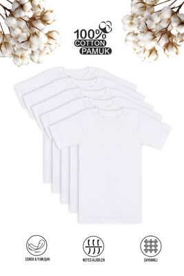 Özkan Underwear - Özkan 0706 5'li Paket Erkek Çocuk %100 Pamuklu Ribana Fanila Esnek Rahat Yarım Kol Kapalı Yaka T-shirt