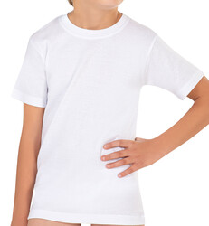Özkan 0706 5'li Paket Erkek Çocuk %100 Pamuklu Ribana Fanila Esnek Rahat Yarım Kol Kapalı Yaka T-shirt - Thumbnail