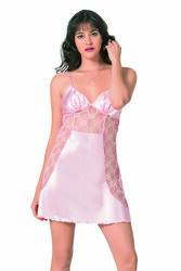 Primoda 8064 İnce Askılı Saten Kısa Gecelik - Thumbnail