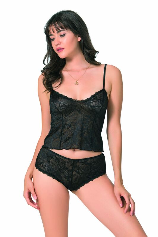 Primoda 9052 İnce Askılı Saten Babydoll Şortlu Takım - 3