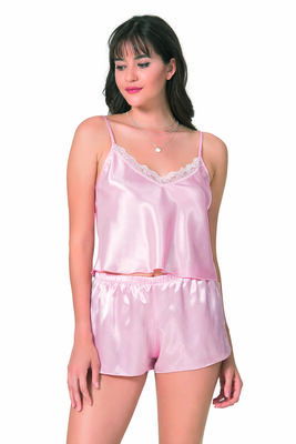 Primoda - Primoda 9053 İnce Askılı Saten Babydoll Şortlu Takım